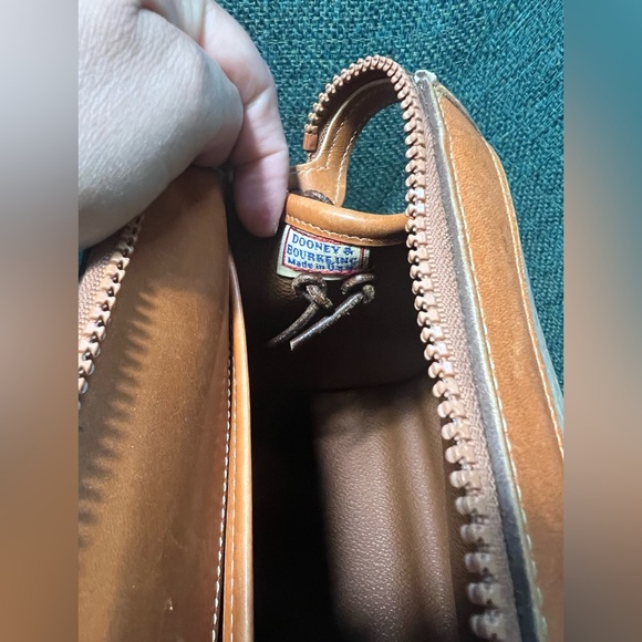 Vintage Dooney & Bourke Brown and Tan All Weather Leather Satchel - Picture 10 of 11